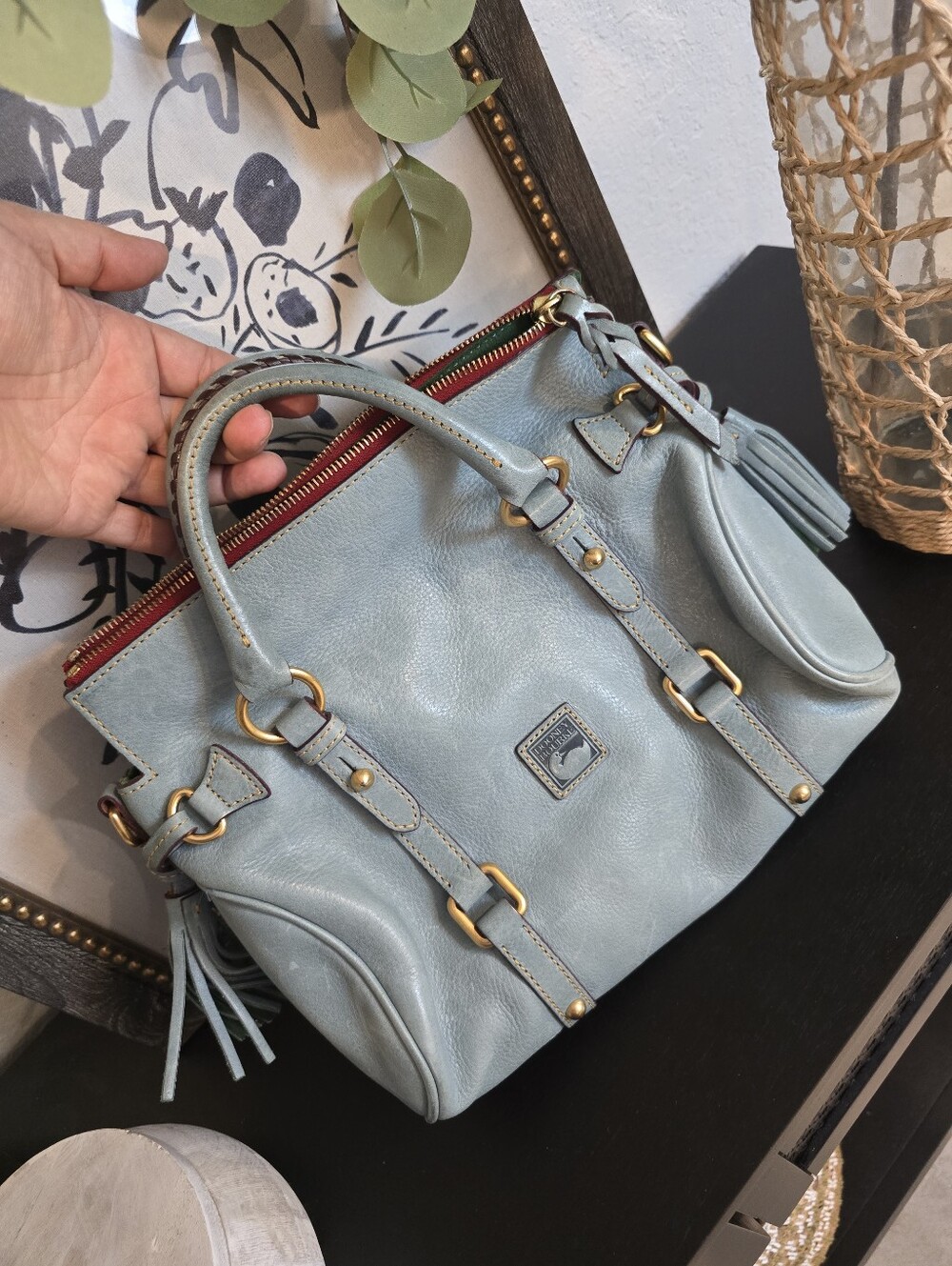 Dooney & Bourke Florentine Vachetta Leather Satchel With Tassel And Buckle - Picture 13 of 13